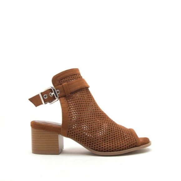 Chestnut Perforated Mule Sandals - Picture 3 of 5